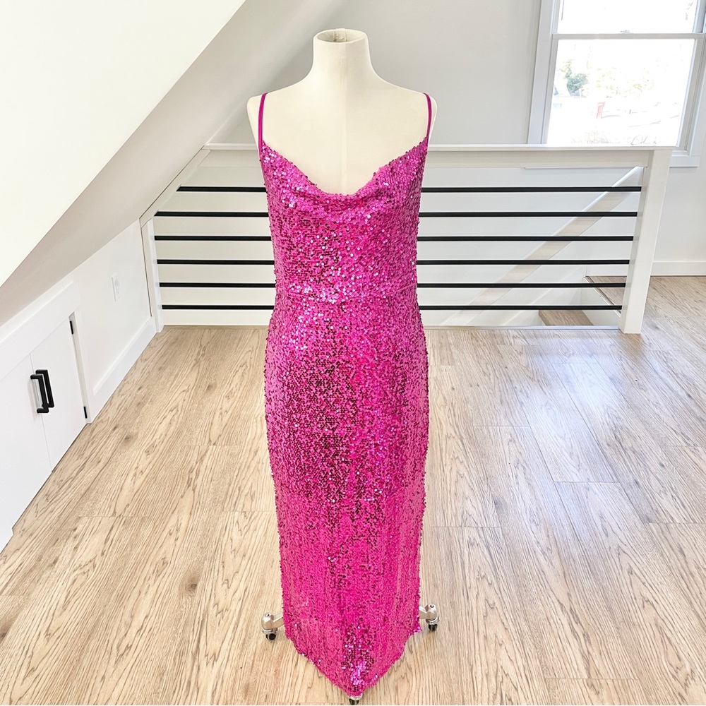 10 12 Taylor fuchsia, pink sequins sparkly dress